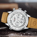 Herren-Chronographenuhr | Braunes Lederarmband