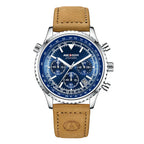 Herren-Chronographenuhr | Braunes Lederarmband